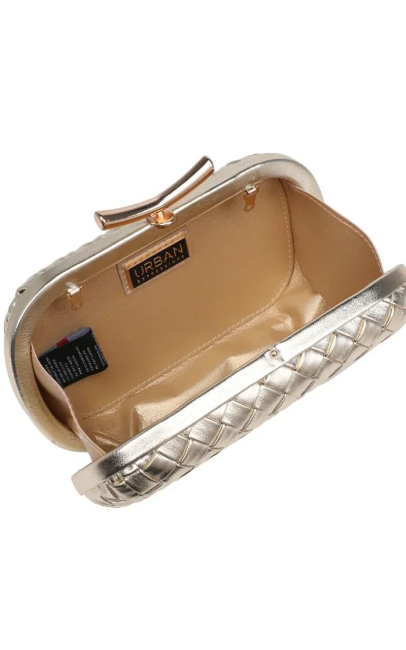 Urban Expression- Allison Weaved Evening Bag in Gold - &