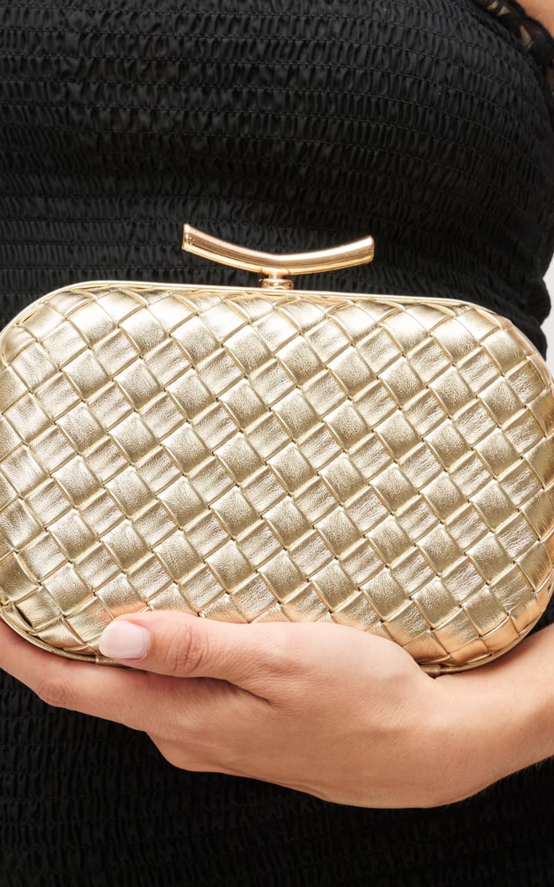 Urban Expression- Allison Weaved Evening Bag in Gold - &