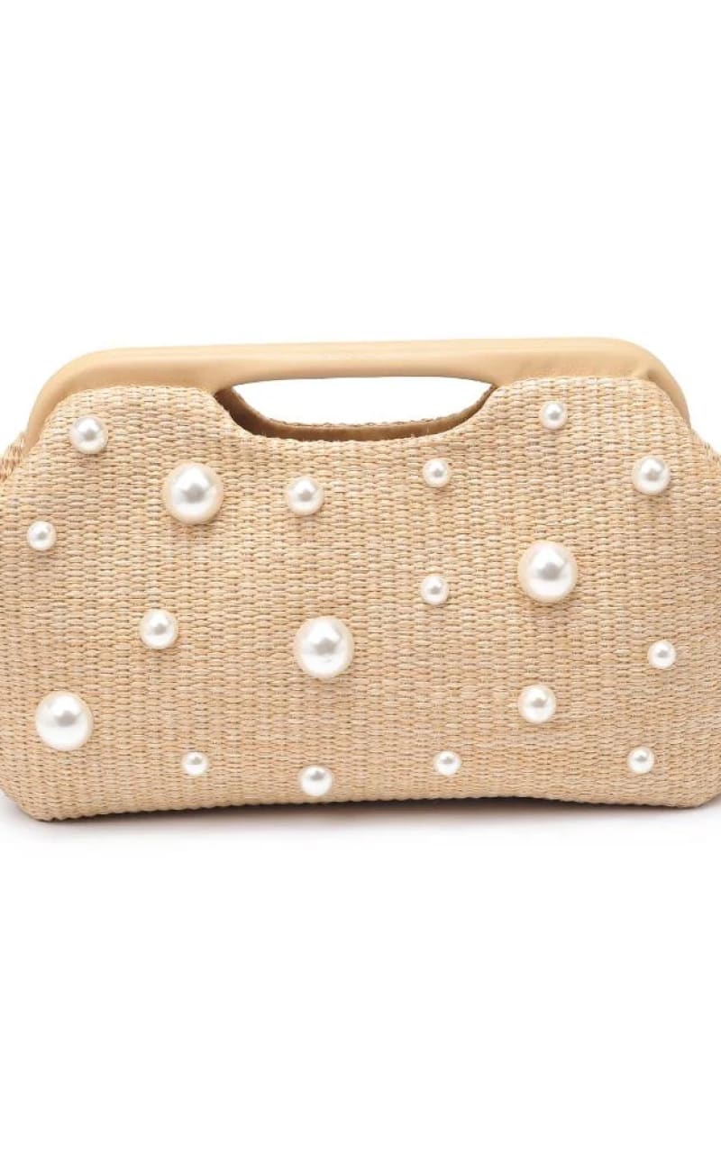 Urban Expressions - Mallory Woven Straw Pearl Clutch