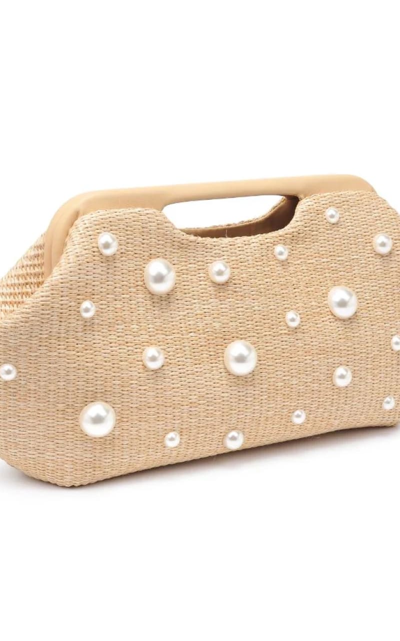 Urban Expressions - Mallory Woven Straw Pearl Clutch