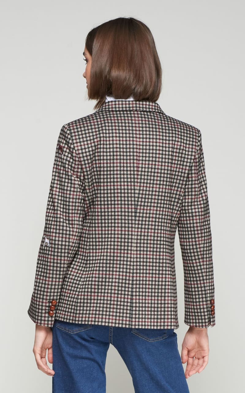 Vilagallo - Dog-Embroidered Houndstooth Print Blazer