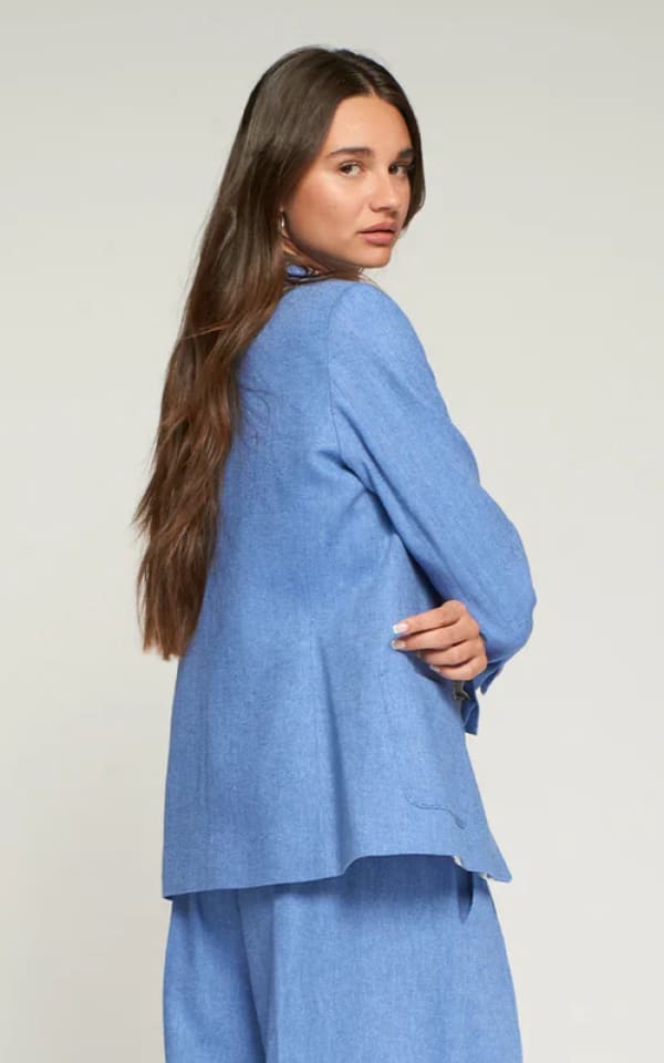 Vilagallo- Gadea Jacket in Light Blue Herringbone - BLAZER