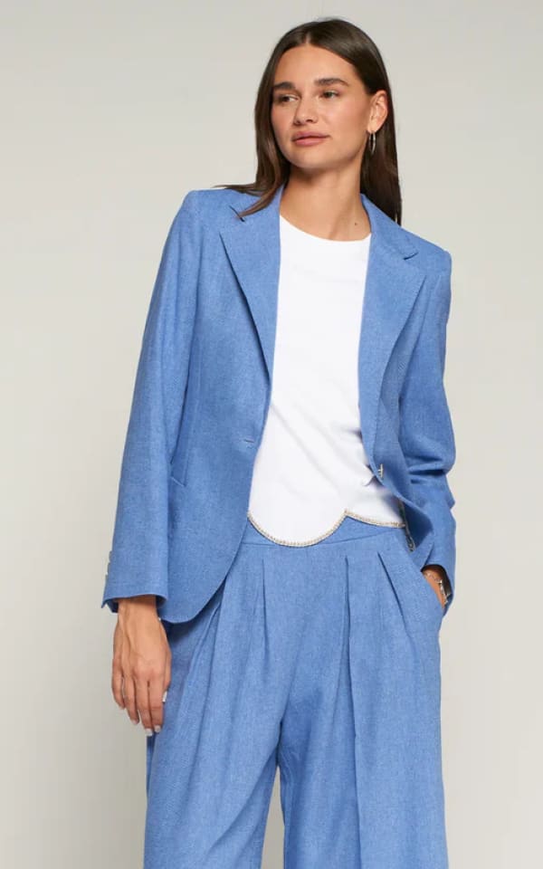 Vilagallo- Gadea Jacket in Light Blue Herringbone - BLAZER