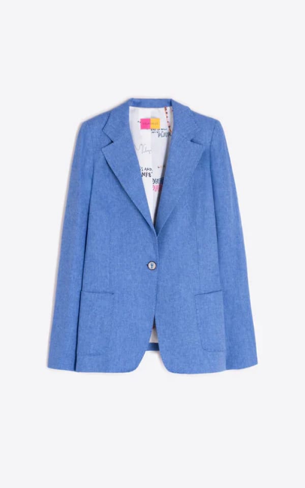 Vilagallo- Gadea Jacket in Light Blue Herringbone - BLAZER