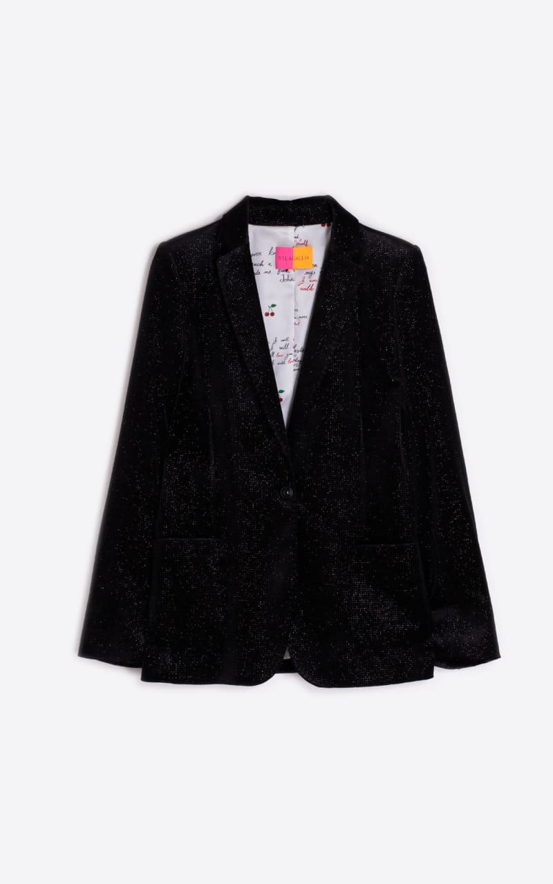 Vilagallo - Harlow Jacket in Black Velvet - BLAZER