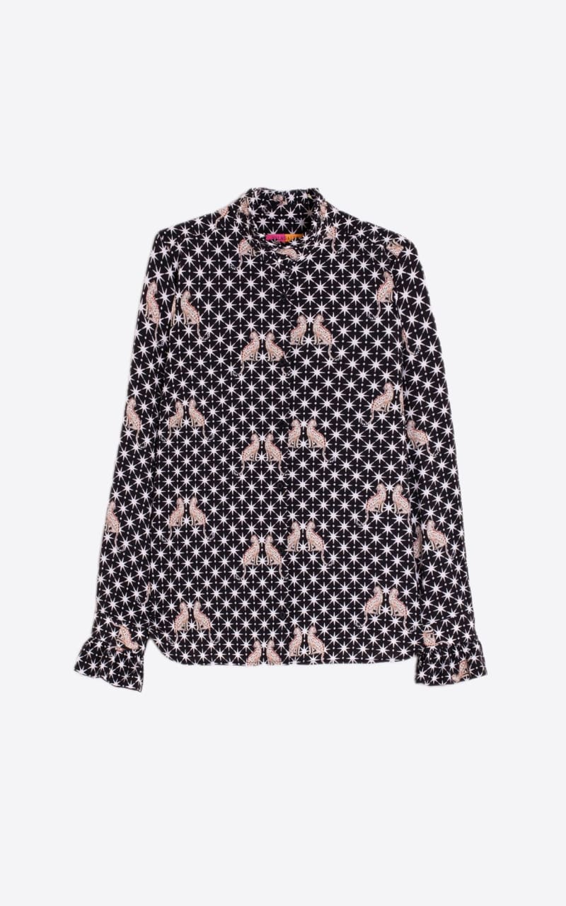 Vilagallo - Nicola Printed Buttoned Shirt in Black