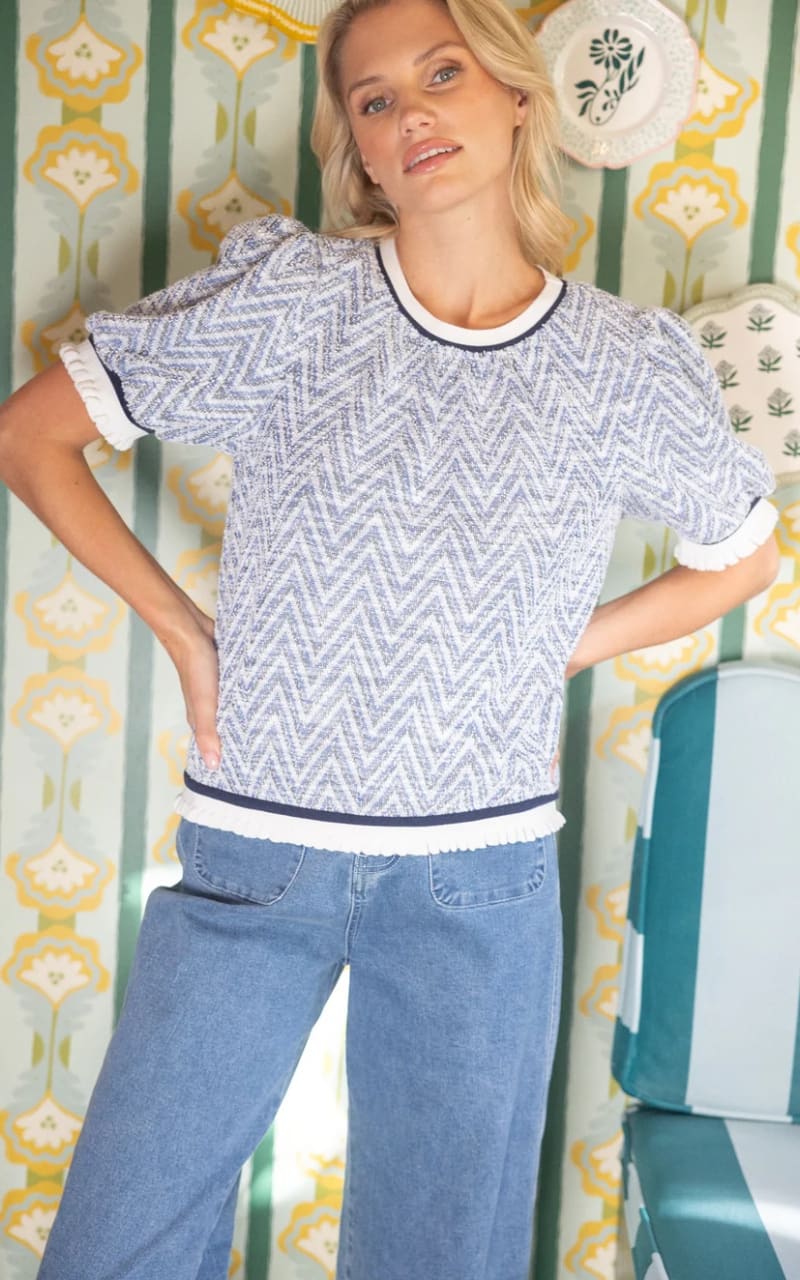 VOY - Chevron Patterned Knit Top