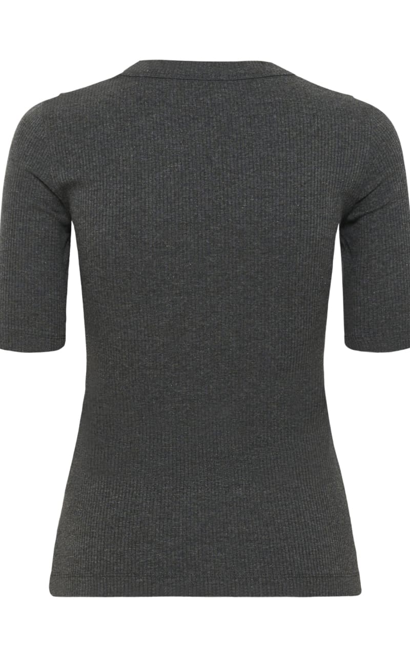 In Wear - Dagna Ribbed T-Shirt in Dark Grey Melange