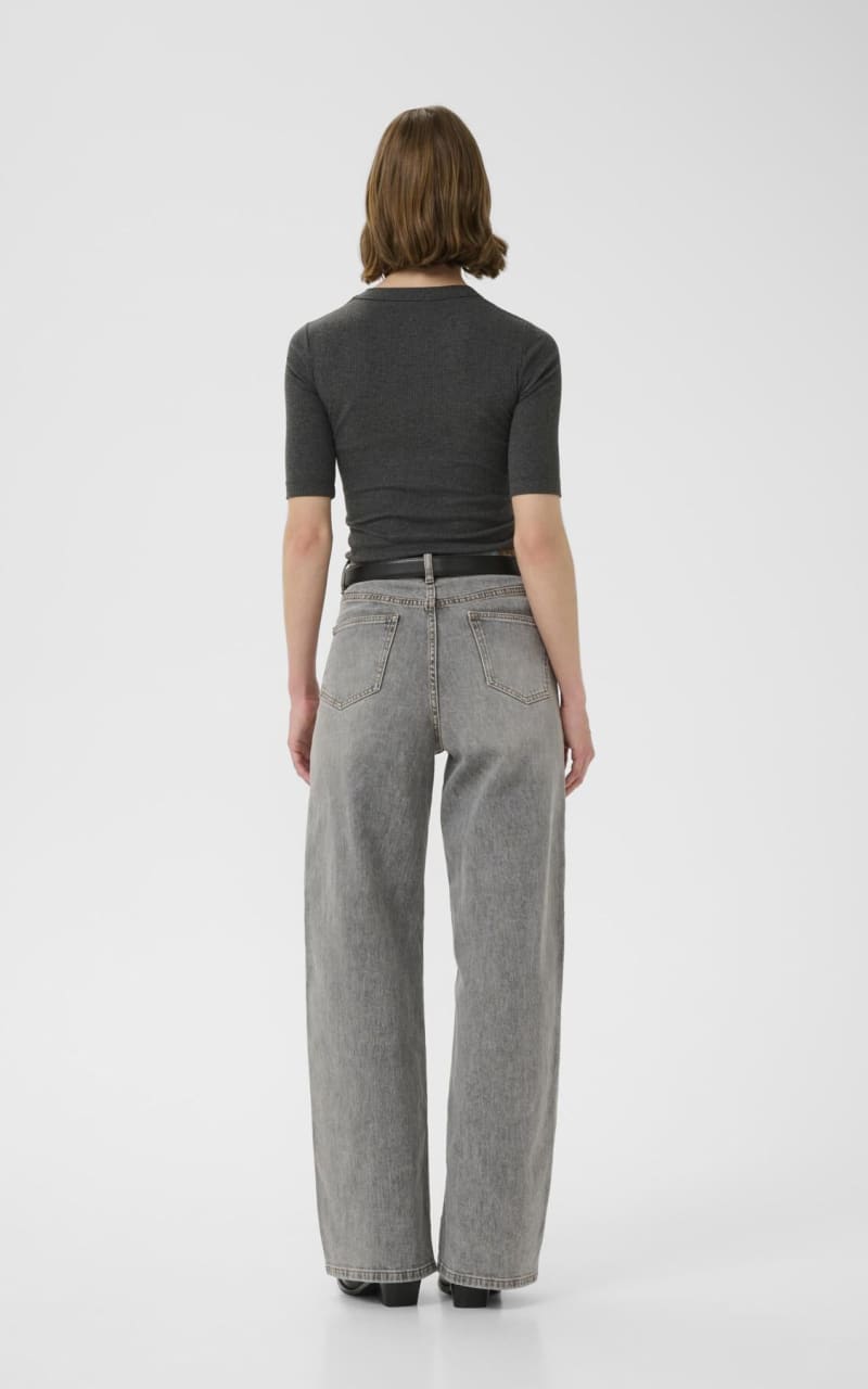 In Wear - Dagna Ribbed T-Shirt in Dark Grey Melange