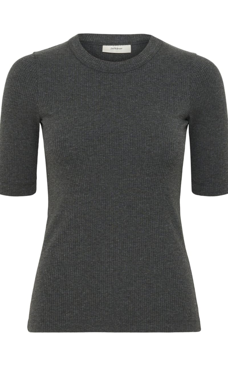 In Wear - Dagna Ribbed T-Shirt in Dark Grey Melange