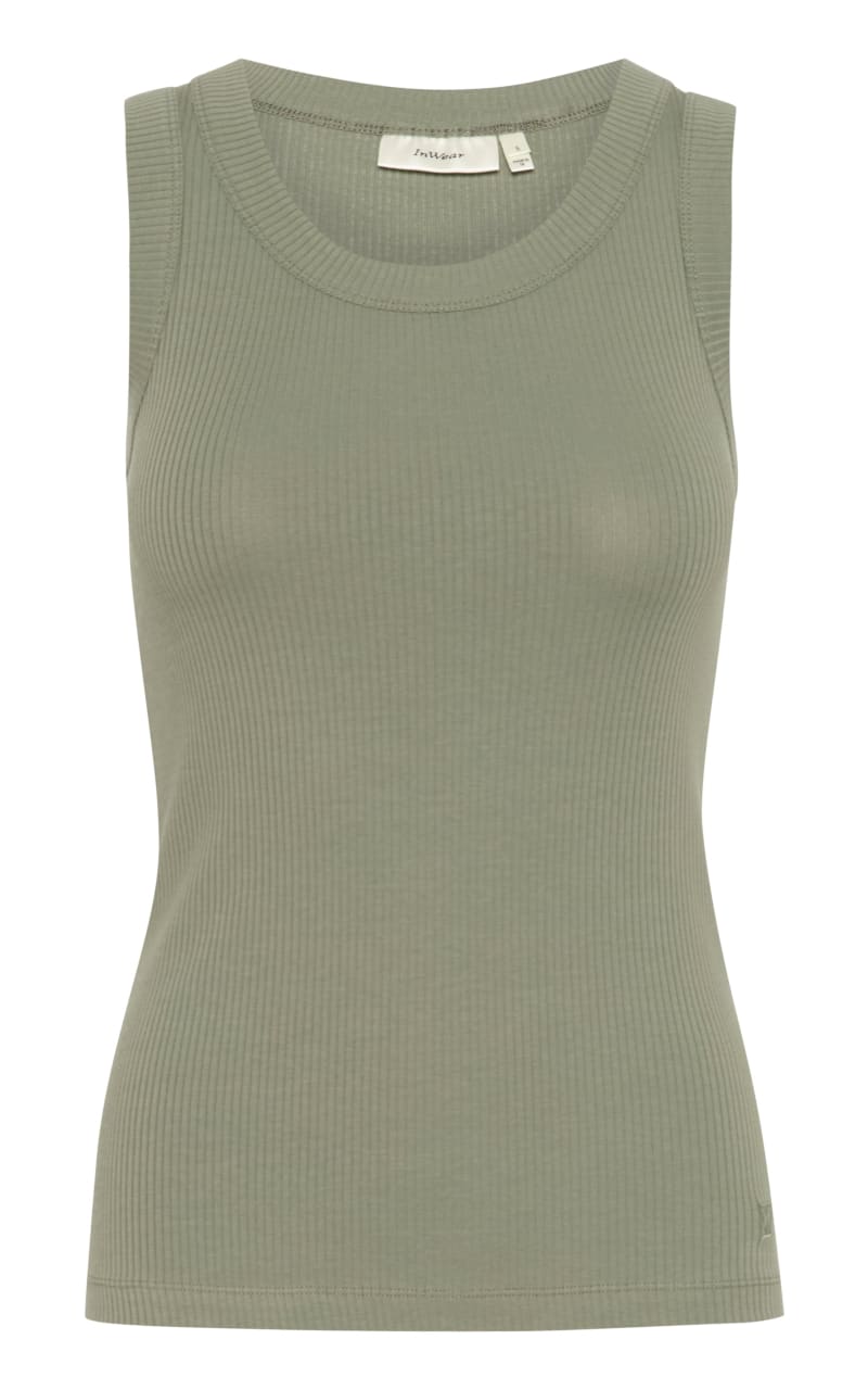 In Wear - Dagna Wide Strap Ribbed Tank - Agave Green / XS