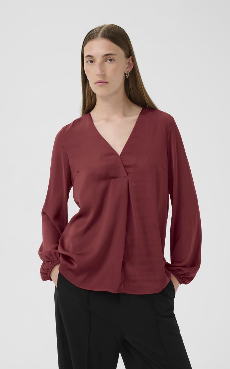 InWear- Rinda Long Sleeve Blouse - Cabernet / 32 - Blouses