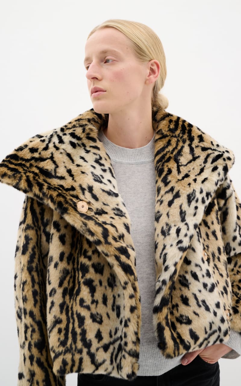 InWear- Yoba Crop Coat in Leo Fur - Outerwear