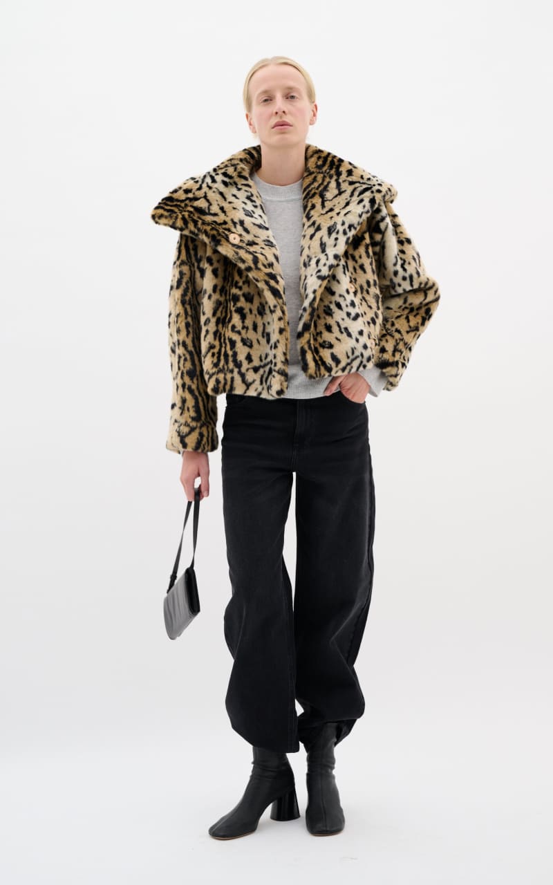 InWear- Yoba Crop Coat in Leo Fur - Outerwear