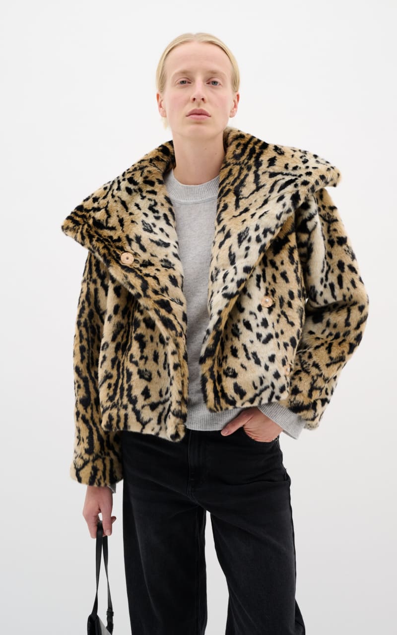 InWear- Yoba Crop Coat in Leo Fur - Outerwear