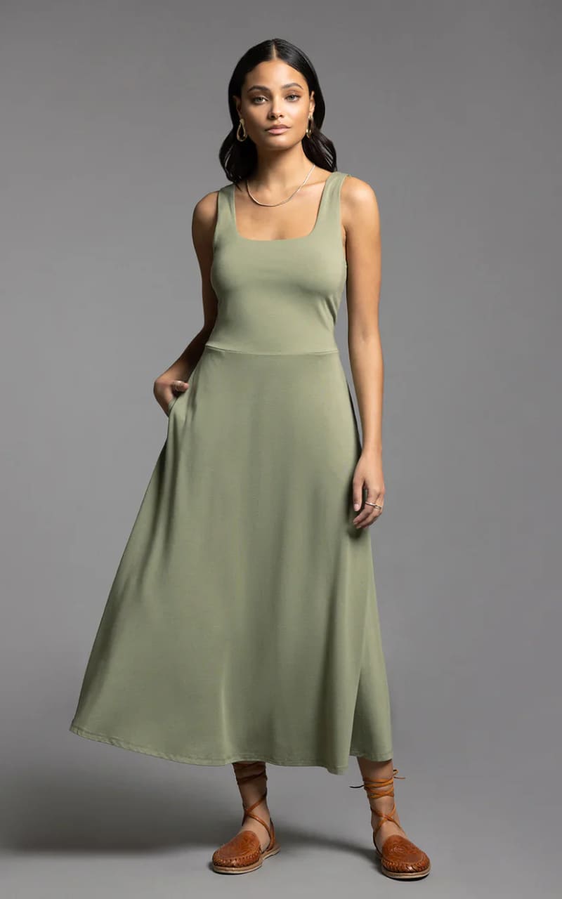 Weekend- Tori Jersey Dress in Muted Sage - DRESS