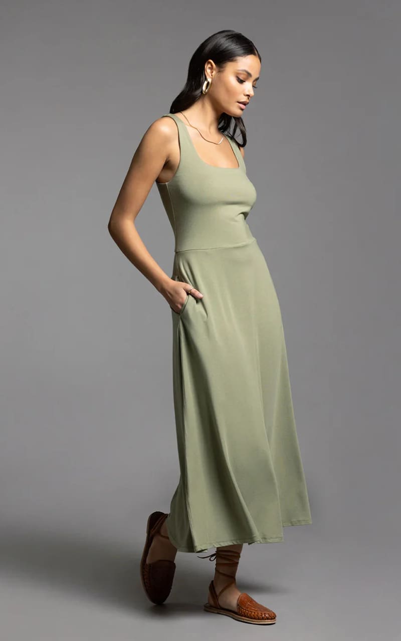 Weekend- Tori Jersey Dress in Muted Sage - DRESS