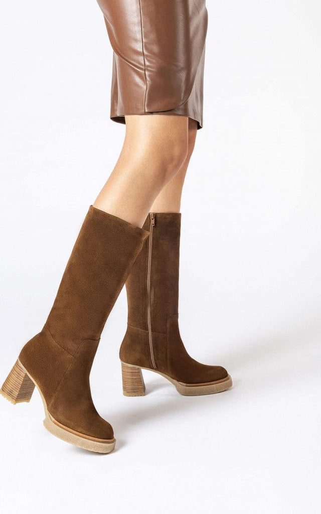 Wonders- Luxe Cappuccino Suede Boot - footwear
