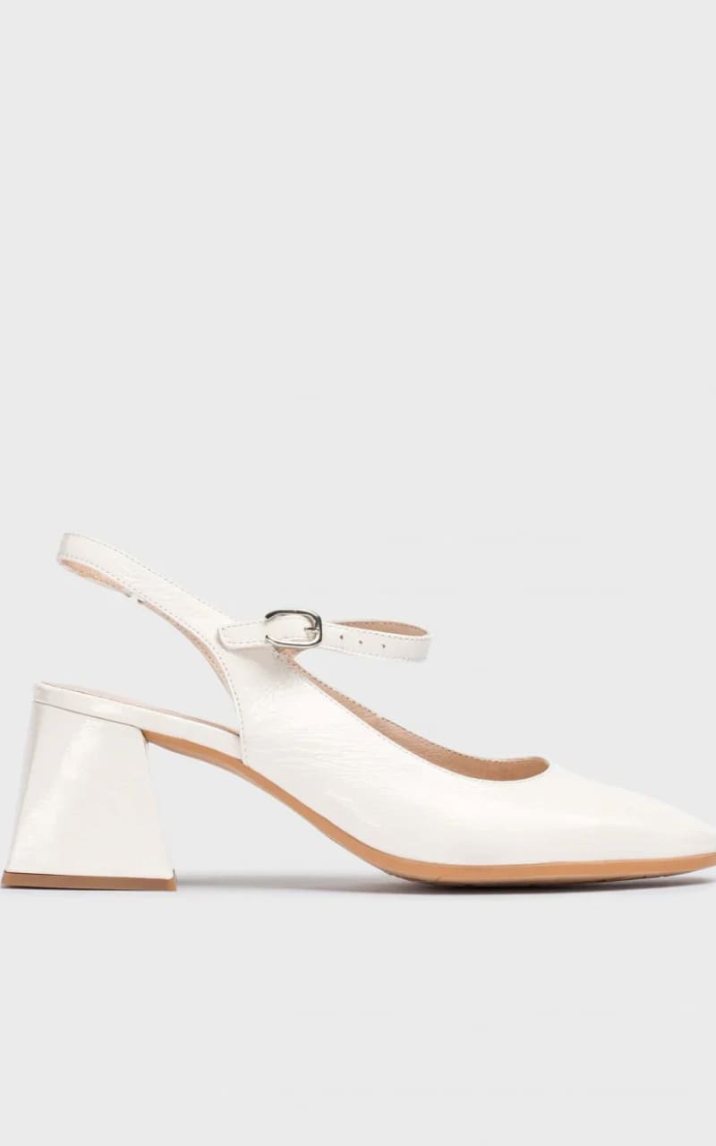 Wonders- Slingback Mary Jane Heels - Off White / 37