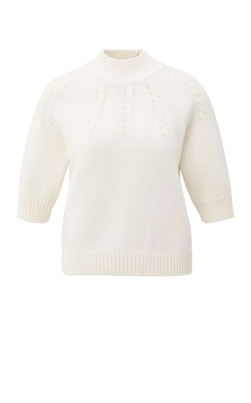 Yaya - Chunky Cable Knit Sweater in Off White - SWEATER &