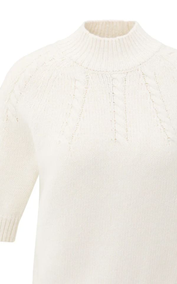 Yaya - Chunky Cable Knit Sweater in Off White - SWEATER &