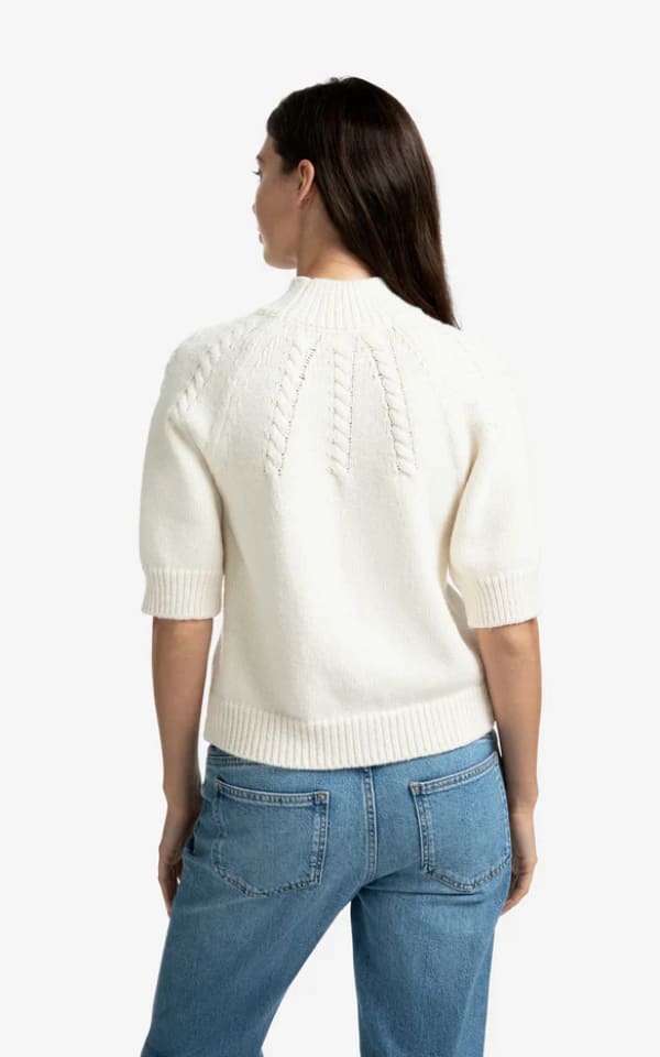 Yaya - Chunky Cable Knit Sweater in Off White - SWEATER &