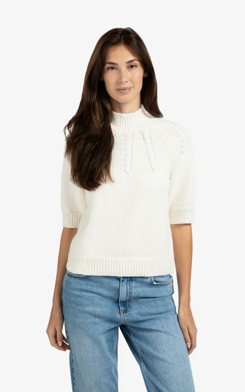 Yaya - Chunky Cable Knit Sweater in Off White - SWEATER &
