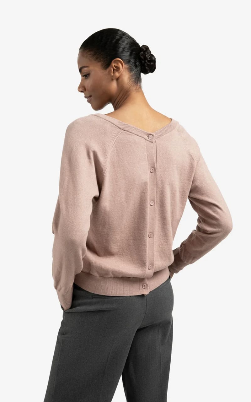Yaya - Double V-neck Sweater in Blush Pink - SWEATER &