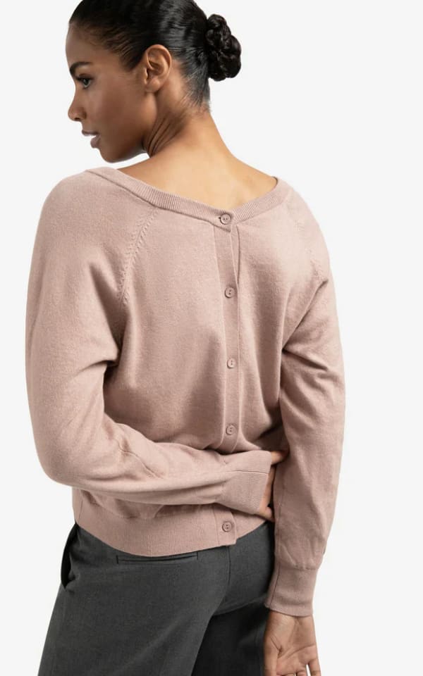 Yaya - Double V-neck Sweater in Blush Pink - SWEATER &