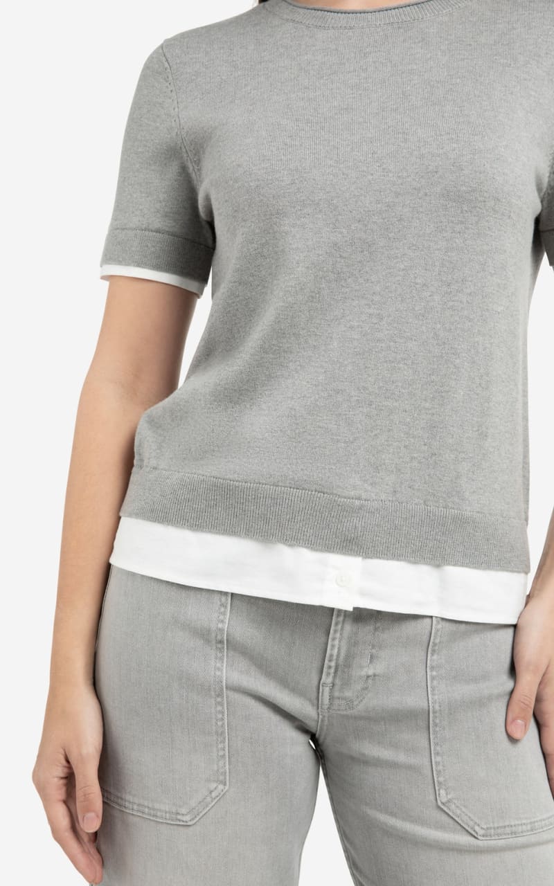 YAYA- Knit Top with Double Blouse Hem - T-SHIRT & TANK