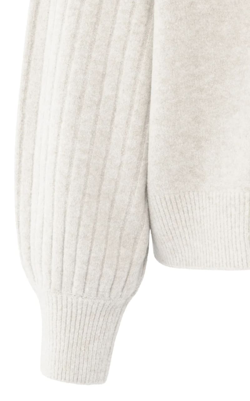 Yaya - Knitted Crew Neck Sweater in White - SWEATER &