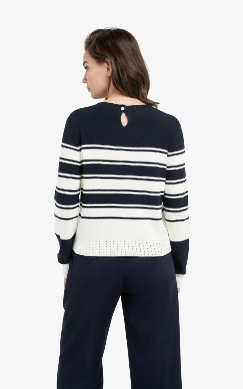 YAYA- Long Sleeve Stripe Sweater in Navy Blazer Dessin