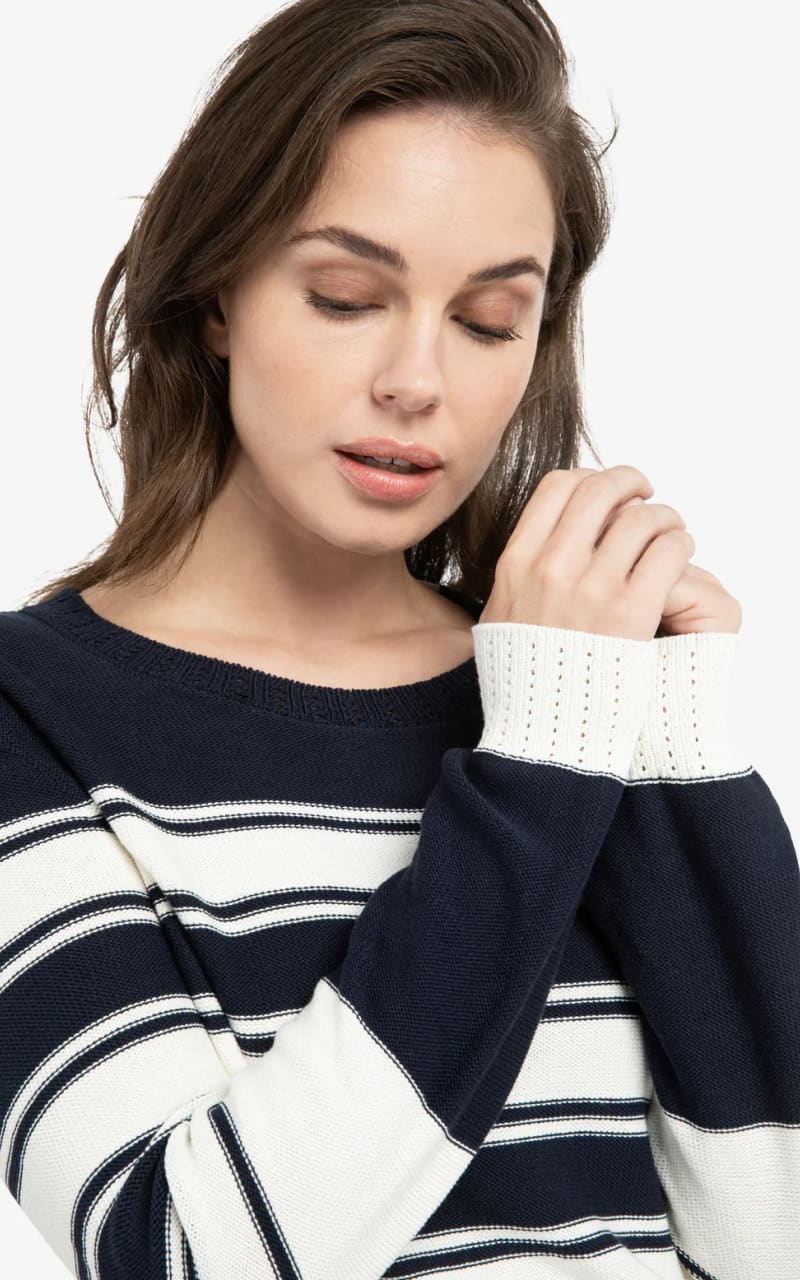 YAYA- Long Sleeve Stripe Sweater in Navy Blazer Dessin