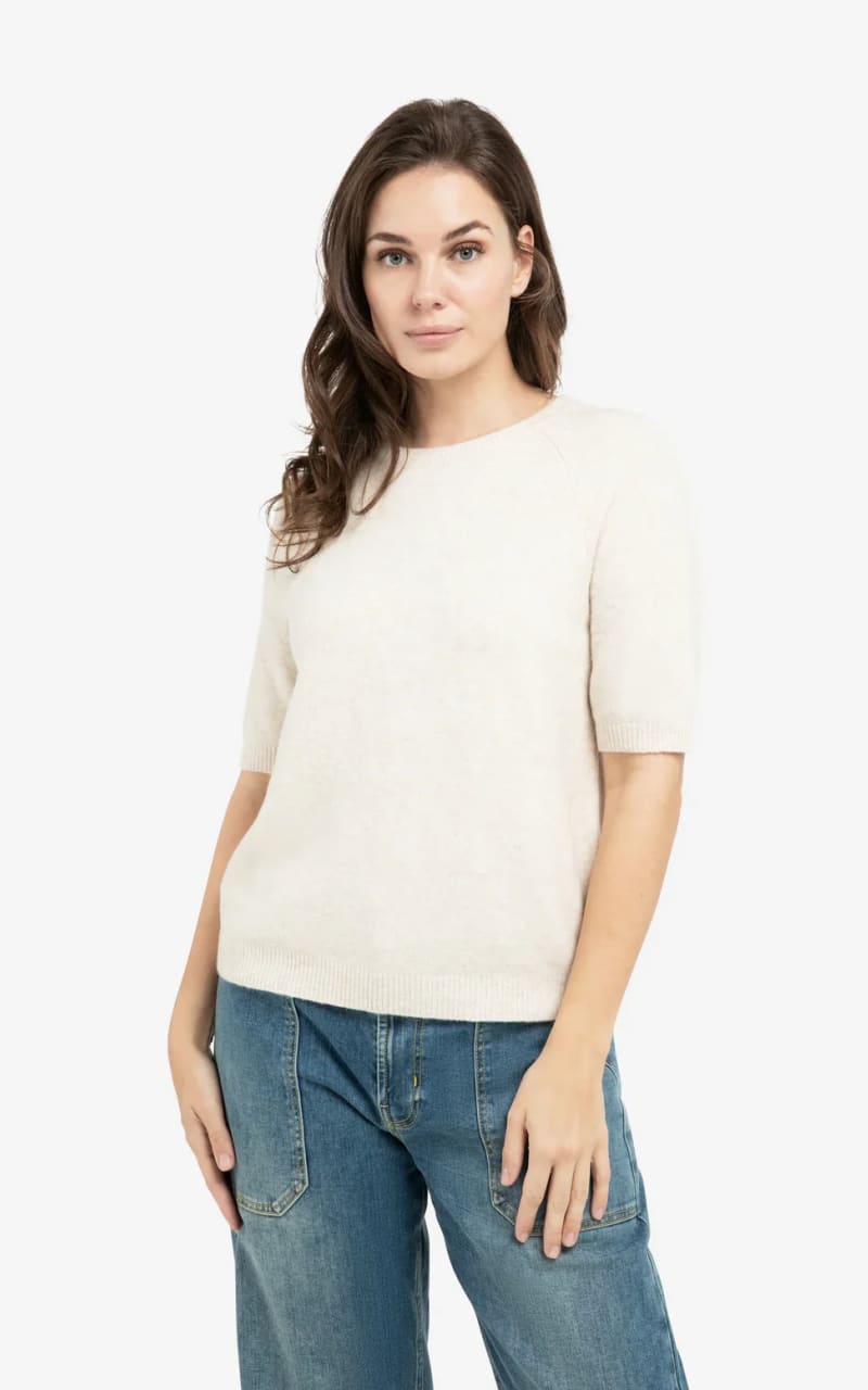 YAYA- Raglan Short Sleeve Sweater - Kit Beige Melange / XS