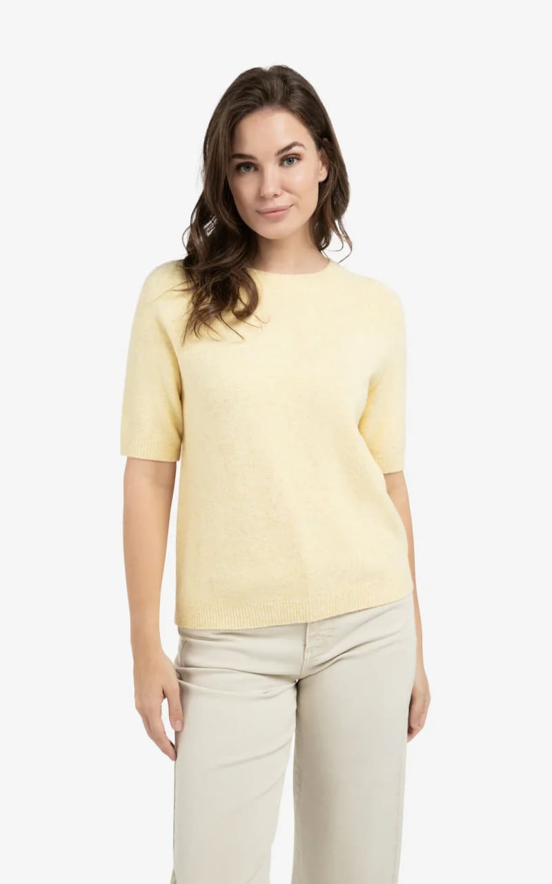 YAYA- Raglan Short Sleeve Sweater - Reed Yellow / XS