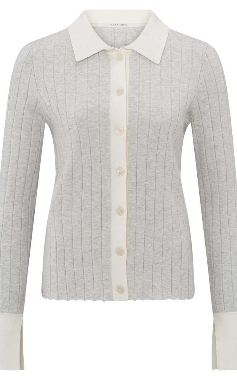 YAYA - Ribbed Cardigan with Contrast Detail - cardigan