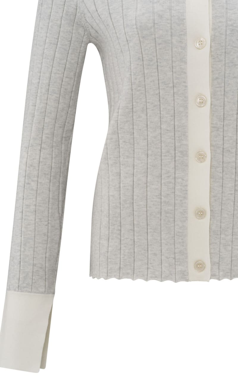 YAYA - Ribbed Cardigan with Contrast Detail - cardigan