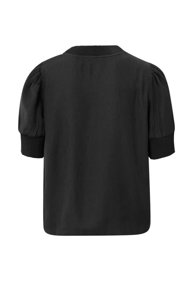 Yaya - Short Puff Sleeve Crew Neck Top - Shirts & Tops