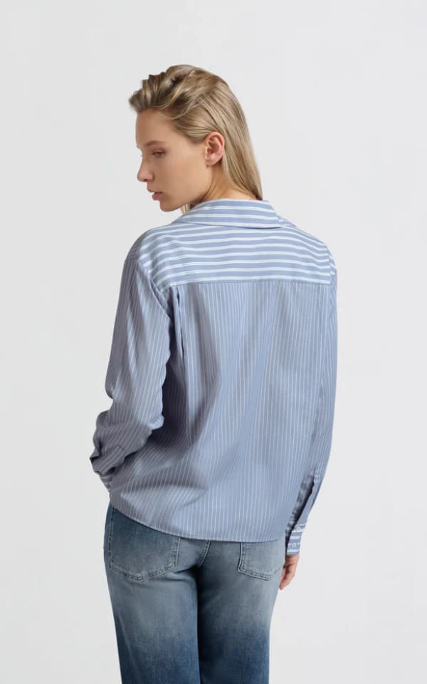 YAYA - Striped Oversized Shirt with Contrast Collar