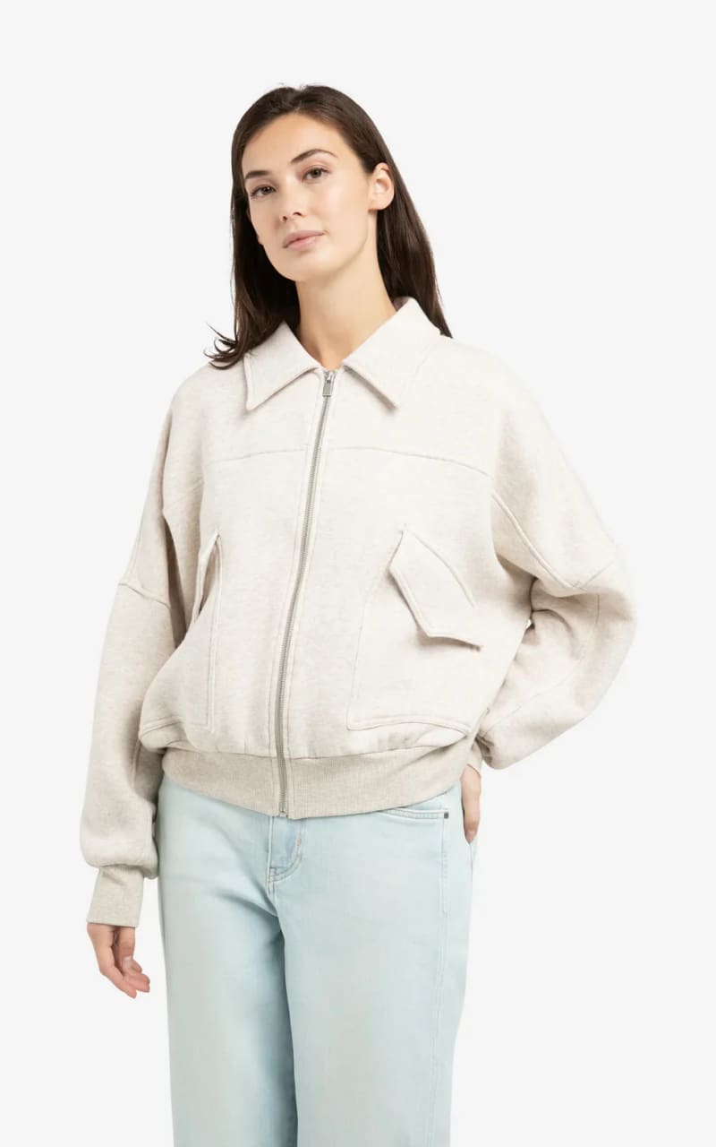 YAYA- Sweat Jacket with Patch Pockets and Zip Front Closure