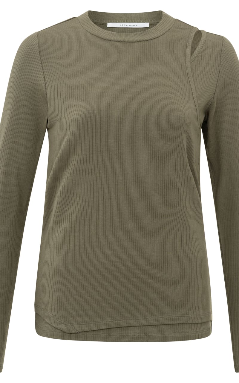 YAYA- Double Layer Long Sleeve Top - Shirts & Tops