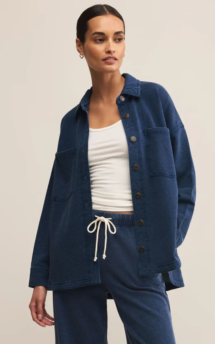 Z SUPPLY- All Day Knit Denim Jacket in Indigo - JACKET