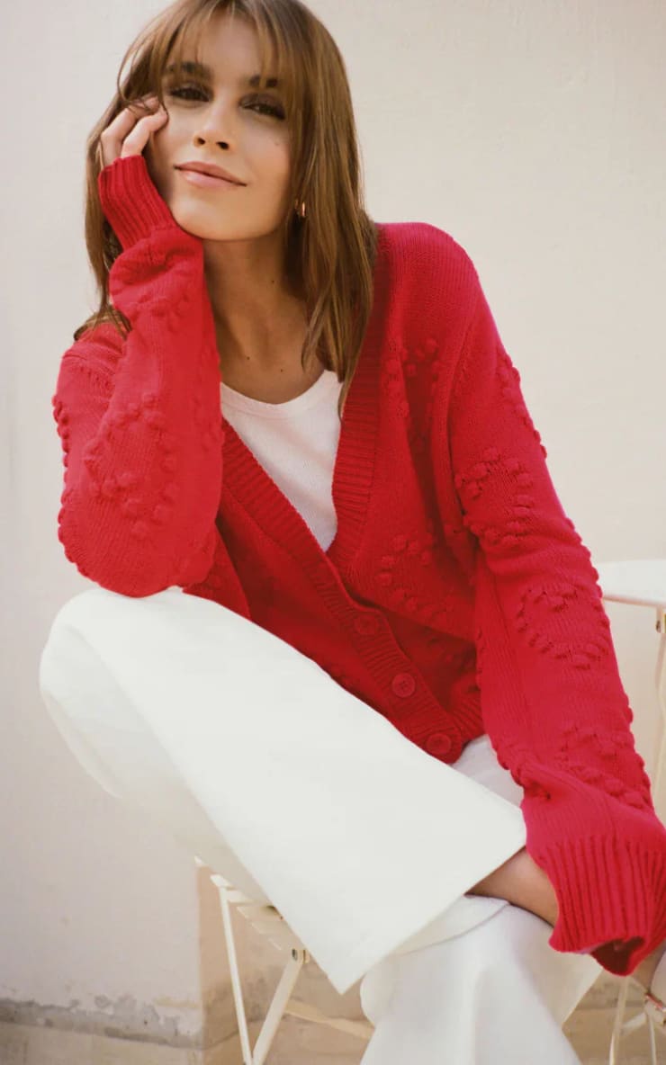 Z SUPPLY- All Yours Cardigan in Kiss Me Red - SWEATER &