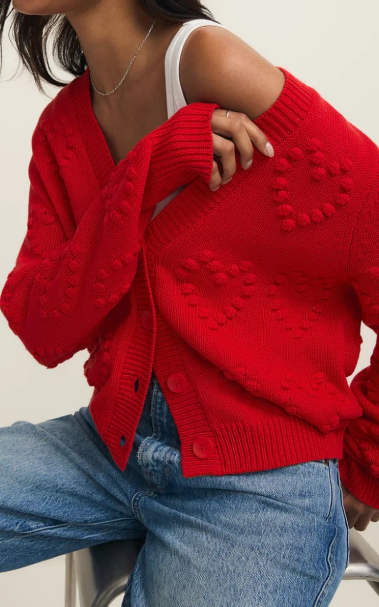 Z SUPPLY- All Yours Cardigan in Kiss Me Red - SWEATER &