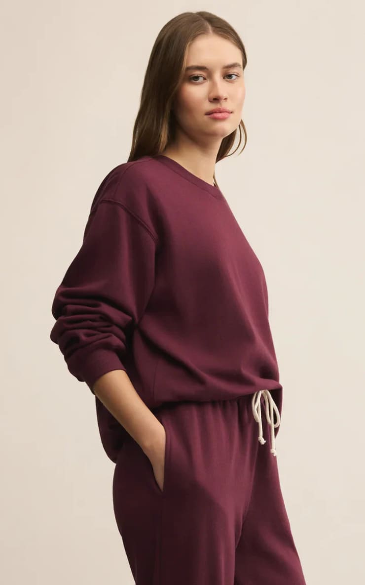 Z SUPPLY- Boyfriend Sweater in Merlot - SWEATER & SWEATSHIRT