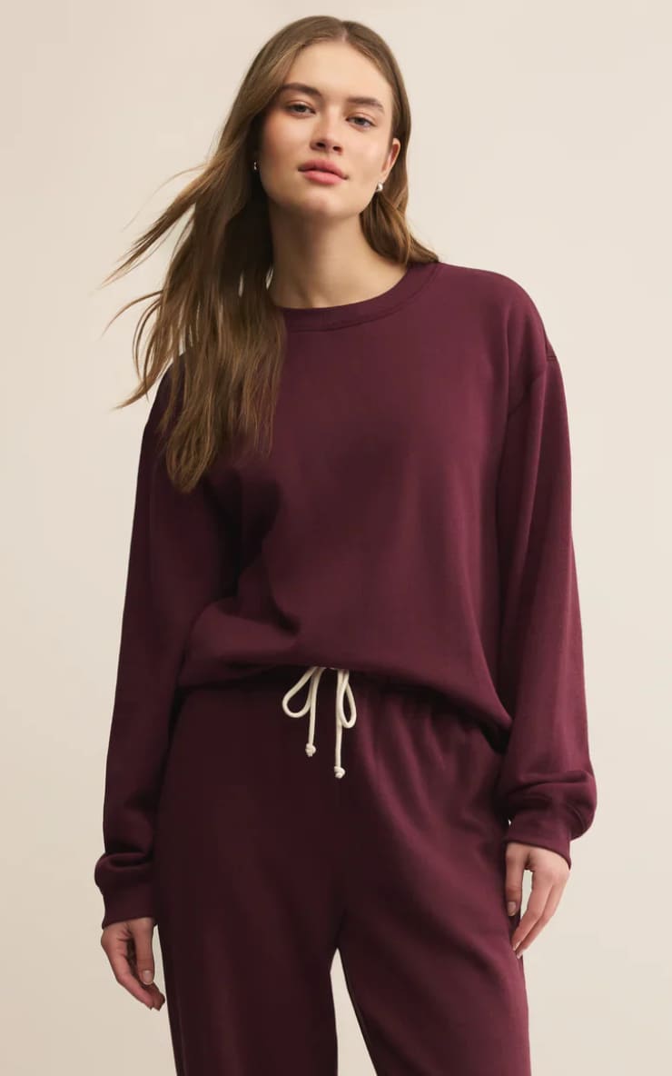 Z SUPPLY- Boyfriend Sweater in Merlot - SWEATER & SWEATSHIRT