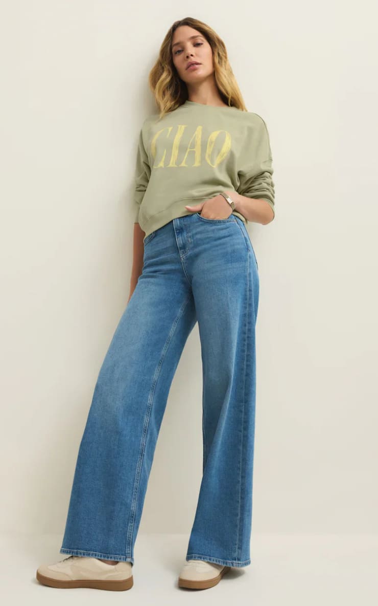 Z SUPPLY- Ciao First Date Sweatshirt in Bay Leaf - SWEATER