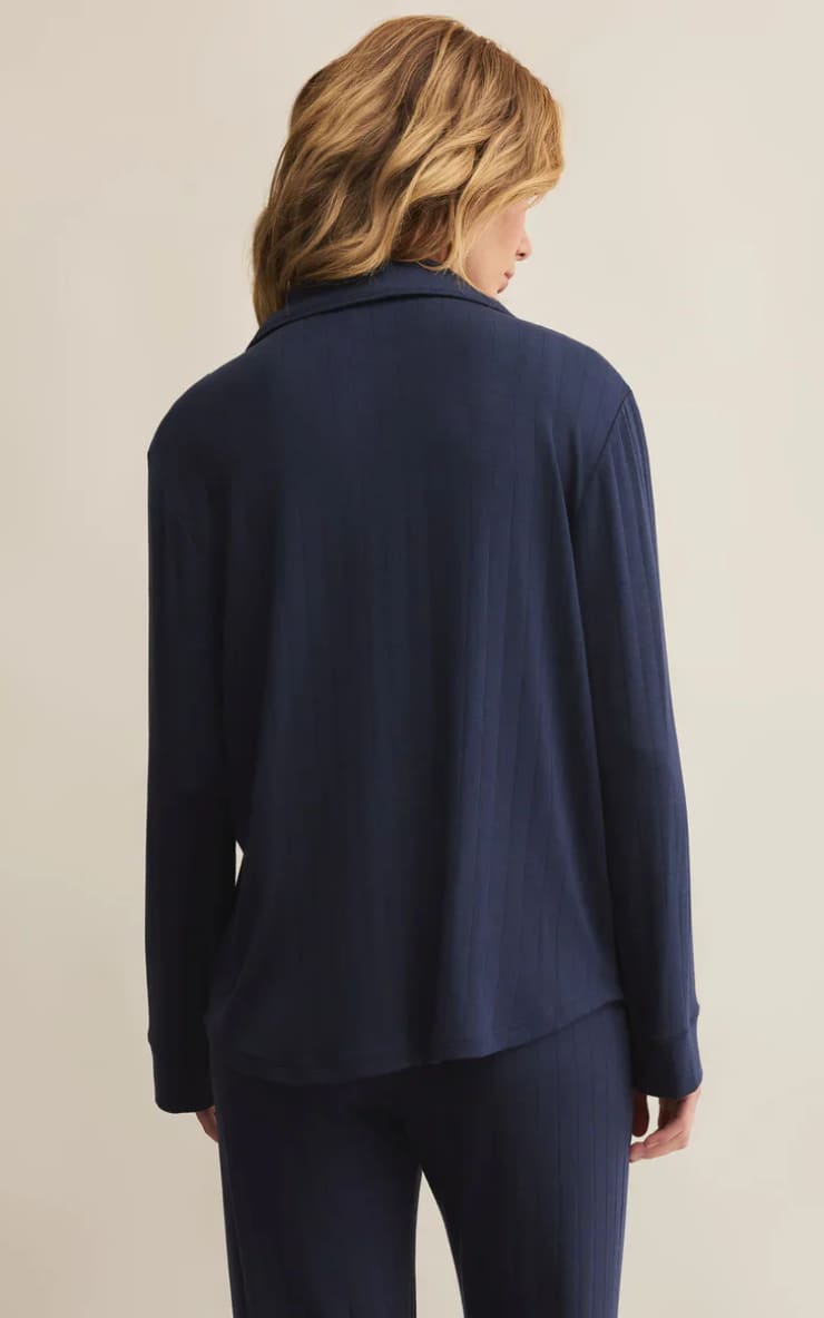 Z SUPPLY- Classique Rib Long Sleeve Top in Eclipse