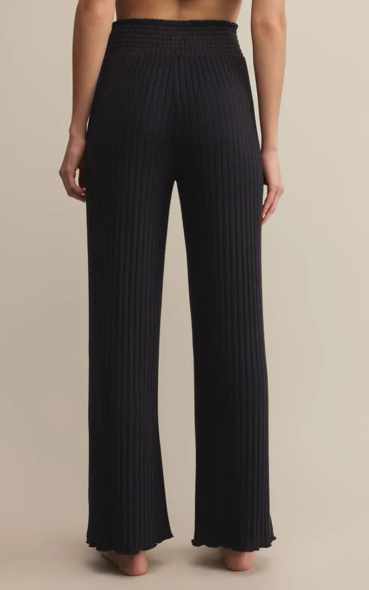 Z SUPPLY- Dawn Smocked Rib Pant in Black Sand