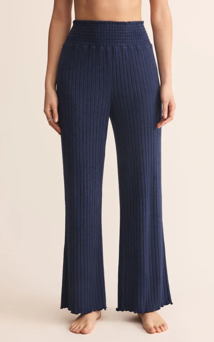 Z SUPPLY- Dawn Smocked Rib Pant in Blue Sapphire